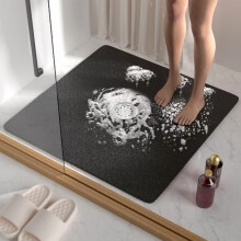 Sklisikker dusjmatte firkantet 27x27 tommer myk PVC-lofah svart