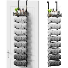 9-Tier Bathroom Towel Rack – Over-Door or Wall-Mounted,