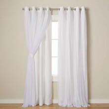 Rideaux d'intérieur Talia double couche, transparents et occultants, œillets, économes en énergie, lot de 2, 132 x 213 cm, blanc hiver