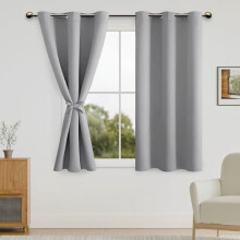 Blackout Short Curtains Silver Grey 42x45 inch Set of 2