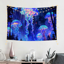 Tapisserie murale à motif de méduses bioluminescentes, 152 x 102 cm