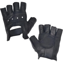 1 Pair Genuine Leather Gothic Half Finger Gloves Retro Perforated Punk Real Leather Palm Fingerless Motorcycle Hand Gloves