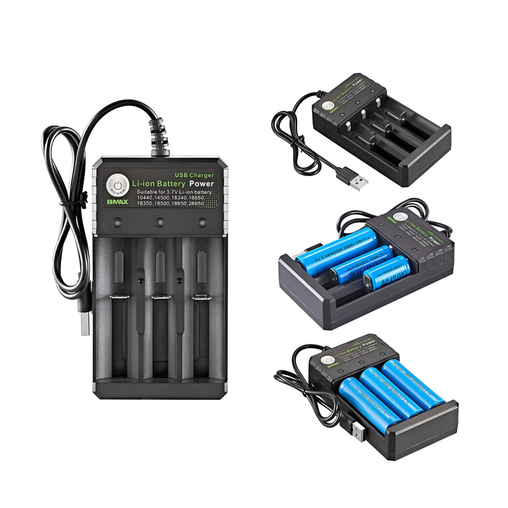 Fast Charge 3 18650 Battery Charger Usb Smart Universal Rechargeable Battery Charger For 3.7V Li- Imr 14500, 16340, 16650, 18350 Batteries 9338982286145