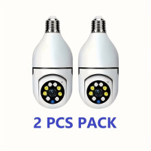 Set van 2 slimme wifi-lampcamera's, 3MP1080P, 360 PTZ, bewegingsdetectie, kleurennachtzicht, tweewegcommunicatie, plafondmontage, binnen, monitor