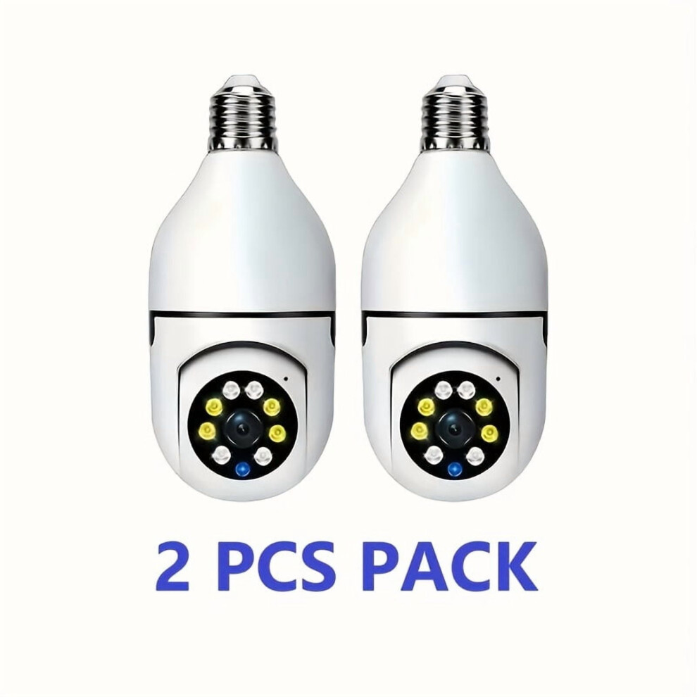 2-Pack Smart Wifi Bulb Cam, 3Mp 1080P, 360 Ptz, Motion Alert, Color Night Vision, 2-Way Talk, Ceiling Mount, Indoor, Remote Monitor Light 9130661832380