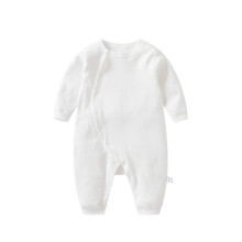 Babyrompertje in de uitverkoop voor meisjes en jongens, 0-3 maanden, lange mouwen, effen kleur, kruippakje (wit, maat 73), geschikt voor standaard