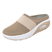 Ediodpoh Dames Zomermode Effen Kleur Grote Mesh Tas Teenslippers Comfortabele Strandslippers Damesslippers Khaki6