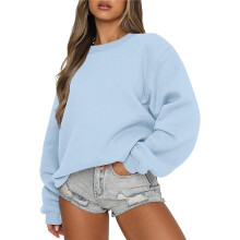 Dam Långärmad tröja Casual Rund hals Loose Fit Pullover Hoodie Fleece Hösttoppar