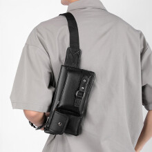 Riñonera de piel sintética para hombre y mujer, ajustable, color negro.