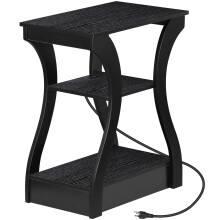 Černý koncový stolek s nabíjecí stanicí, 3stupňový obloukový design