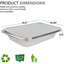 9x13 Aluminum Trays with Lids (10 Pack) – Disposable Half Size Deep Pans for Cooking, Storage, BBQ, Grilling, Catering