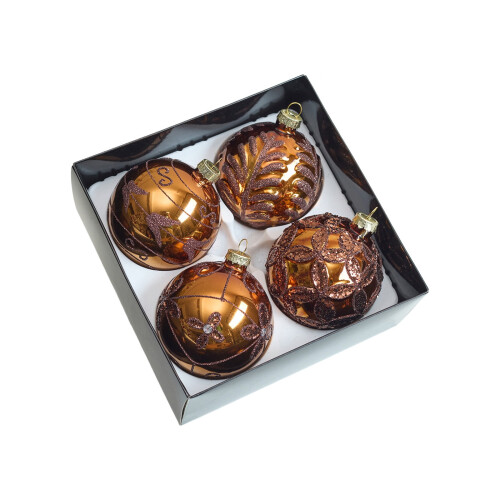 4 Pack Glass Christmas Ornaments, Irregular Ball Decor 1
