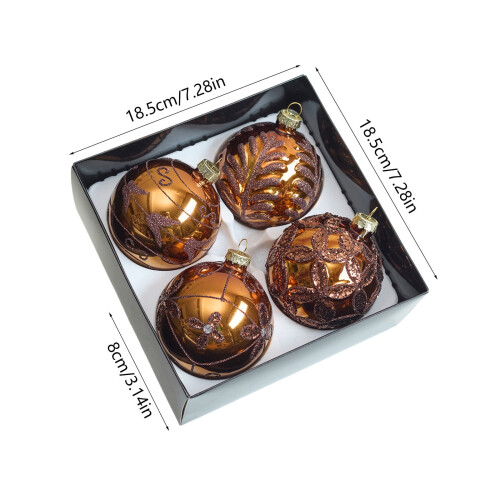 4 Pack Glass Christmas Ornaments, Irregular Ball Decor 2