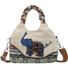 Bolsa feminina de tecido trançado à mão com zíper, modelo tote, transversal (1 peça).