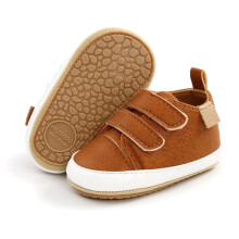 Baby Girls Shoes Infant Toddler First Walking Shoes Lightweight Non-Slip Sole PU Leather Baby Sneakers Crib Shoes Coffee 1-3Y