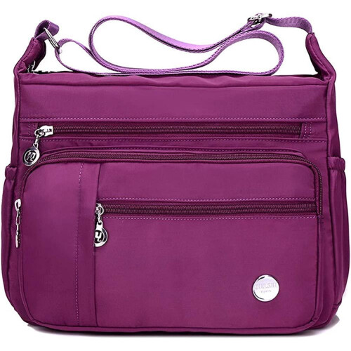 Borsa a tracolla da donna con molteplici tasche, borsa capiente