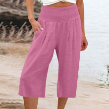 Calças Capri Plus Size de Verão ZKCCNUK para Mulheres, Calças Femininas Plus Size Soltas de Pernas Largas, Calças Retas de Cintura Alta, Calças