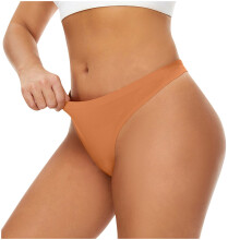 Tanga pentru femei, lenjerie intimă din mătase pentru femei, culoare uni, fără cusături, elastic, portocaliu, M