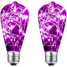 Pacote com 2 lâmpadas LED Edison vintage, soquete E27, 3W, 2700K, fio de cobre.