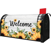 Capa magnética para caixa de correio com girassol, 53 cm x 46 cm, embalagem floral de boas-vindas para primavera/verão para caixas de correio