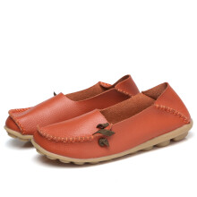 Shoes for Women Round Head Casual Flat Shoes Loafers Soft Bottom Casual Single Peas Shoes Orange Womens Shoes 40