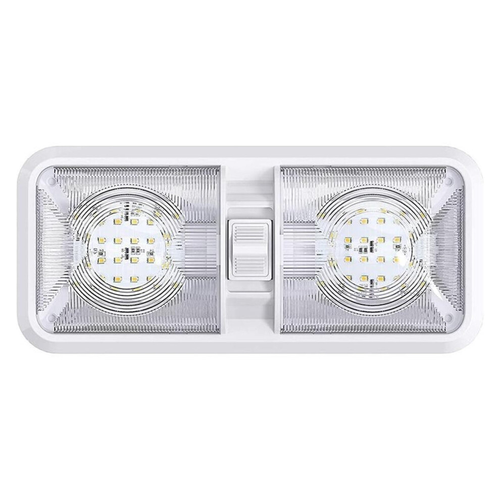 1 Pcs Led Rv S 12V 48 Led Interior Double Dome Ceiling For Rv Boat For Camper Trailer Caravan Accessories,Easy To Install Light/White 9399596038292