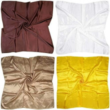 Conjunto de 4 lenços quadrados grandes de cetim, 89x89 cm (35x35 polegadas), para pescoço e cabeça.