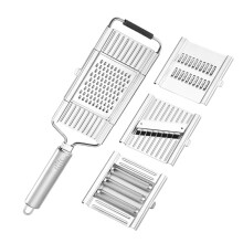 4-in-1 Stainless Steel Vegetable Slicer Set with 4 Adjustable Blades, Manual Chopper for Salad – Compatible with Kitchen Tools