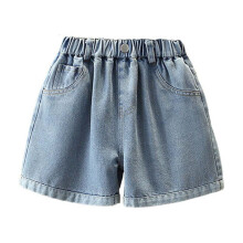 Girls Denim Shorts Comfortable Stretchy Jean Shorts Toddlers And Kids Elastic Waist Casual Wide Leg Baggy Denim Shorts 9-10 Years
