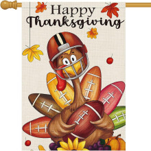 Fall Garden Flag 28x40 in, Double-Sided Pumpkin & Turkey