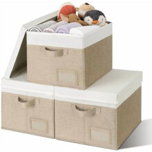 Linen Storage Bins with Lids, 3-Pack, 14.75 x 10.5 x 8.75 in