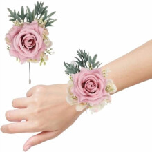 Purple Foam Rose Corsage Wristlet Set of 6