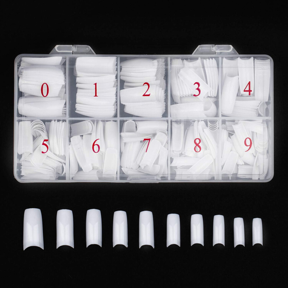 White Acrylic Nail Tips 500Pcs French Artificial False Tip For Manicure Nails Art Salons & Home Diy