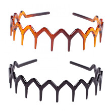 Conjunto de 2 peinetas de dientes de plástico negro Zag, diadema, accesorio para el cabello para mujeres y niñas.