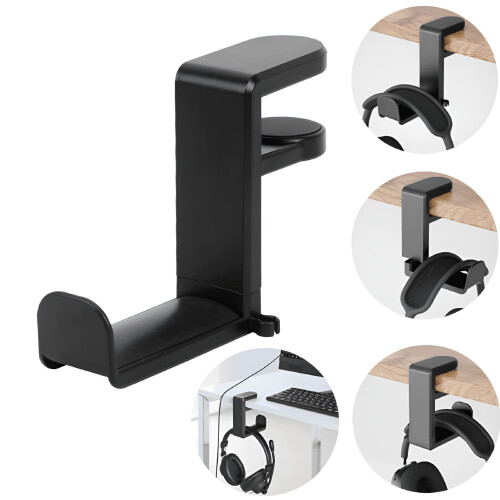 Under Desk Headphone Stand Adjustable Rotating Arm Clamp 1