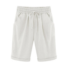 Pantaloncini da donna Estate 2024 Taglie forti Tinta unita Five Points Taglie grandi Pantaloncini in cotone e lino con tasche Pantaloni casual in