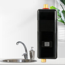 110V 3kW Tankless Electric Water Heater with Digital Display & Overheating Protection (Black)