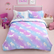 Juego de edredón individual para niños, juego de ropa de cama de unicornio de ensueño de 5 piezas para niños y niñas, de microfibra supersuave,