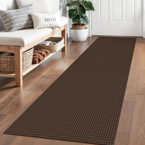 Πλεγμένο χαλί 2x6ft, πλενόμενο, αντιολισθητικό, βαμβακερό, εσωτερικό χαλί για