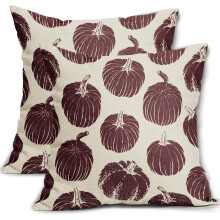 Housses de coussin automnales à motif citrouille rouge bordeaux, 40 x 40 cm, lot de 2, décoration récolte d'automne et Thanksgiving, style ferme,