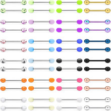 DESIGNICE 24-48PCS 16G Nipple Rings Straight Barbells Surgical Steel Tongue Rings Body Piercing Jewelry for Women Men 14-22MM 48pcs
