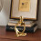 Abstract Thinker Sculpture Gold Resin 12-inch 5