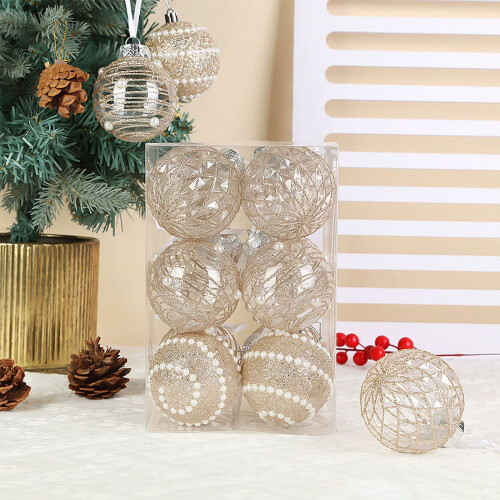 Beige Shatterproof Christmas Ornaments 12 pcs 7 cm 1
