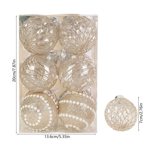 Beige Shatterproof Christmas Ornaments 12 pcs 7 cm 2