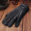 Men's Black Leather Winter Gloves Sheepskin Lined Medium 6