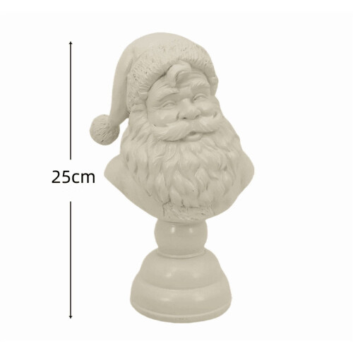 Santa Bust Decoration, White Resin, 9.8 in 2