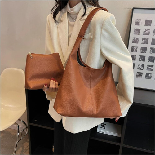 Τσάντες Slouchy Hobo για γυναίκες Tote τσάντα Retro PU δέρμα χιαστί πορτοφόλι μαλακό ώμο 1