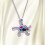 Opal Opal Blue Flower Turtle Εποξειδικό Γυναικείο Μεταλλικό Κολιέ από Κράμα 3