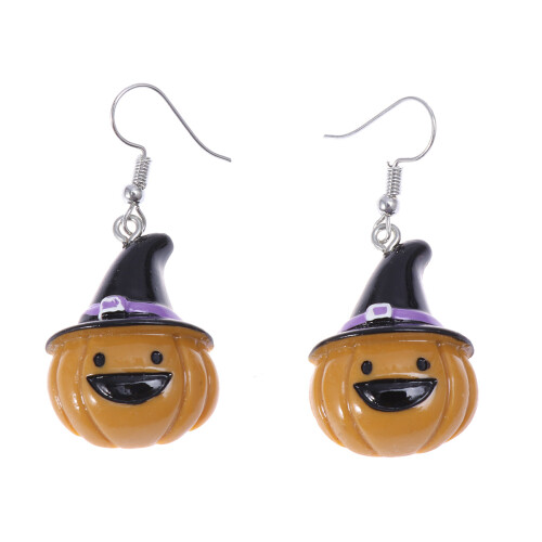 2Pair Multi Color Halloween Earrings Pumpkin Smile Face Ear Studs 1