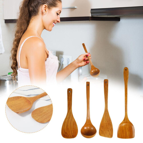 Wooden Kitchen Utensil Set – Non-Stick Safe, Heat 1
